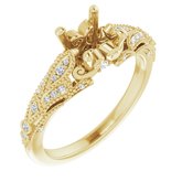 14K Yellow 6.5 mm Round 1/8 CTW Diamond Semi-Set Engagement Ring  